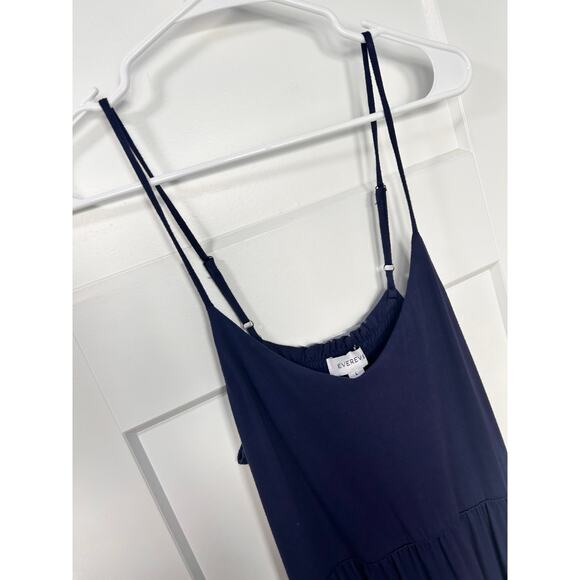 Evereve Sleeveless Maxi Dress Spaghetti Straps Garden Party Navy Blue Size Large - Picture 3 of 11